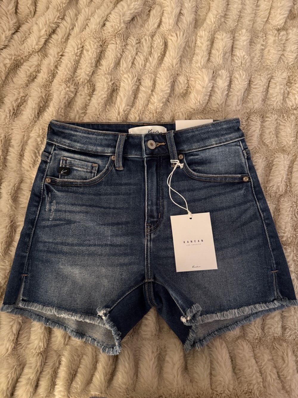 KanCan small Frayed Hem Denim Shorts